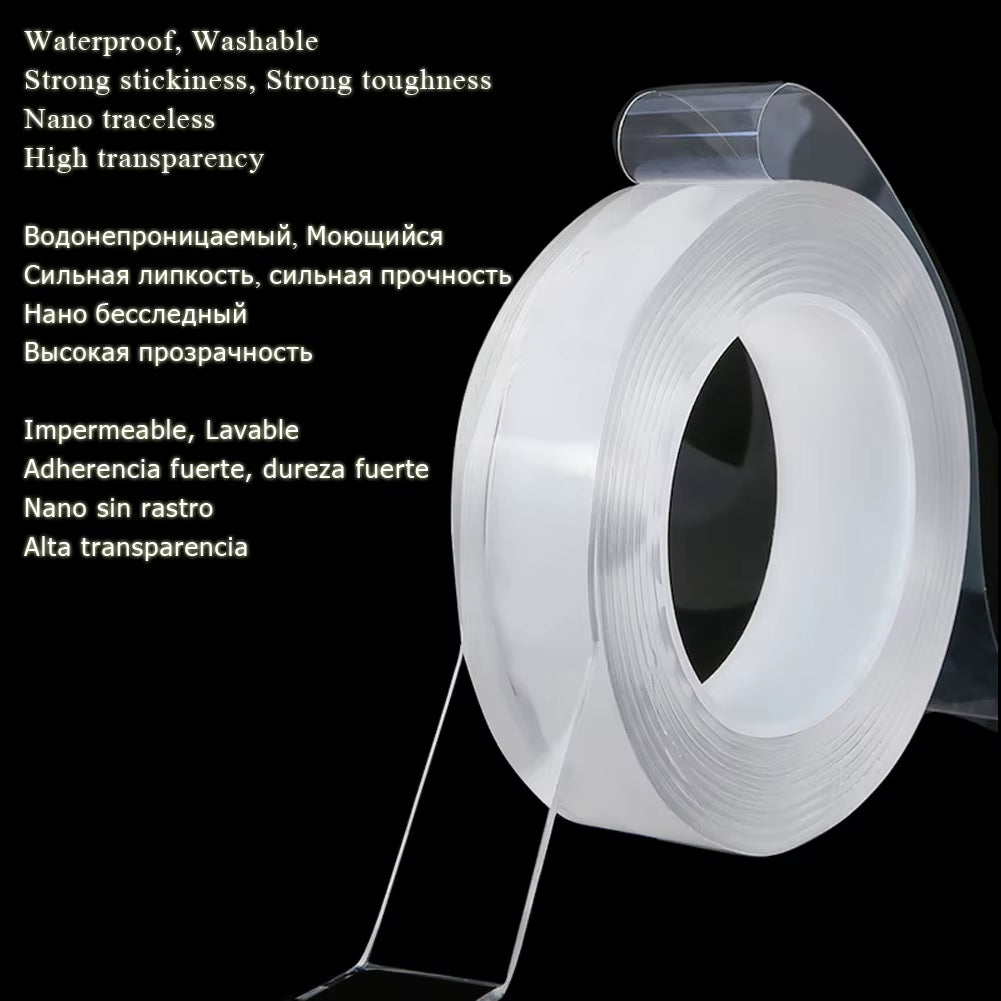 Nano Tape Waterproof Wall Sticker Traceless Removable Kitchen Bathroom Accessories Decor Paster Transparent Double Sided Tapes